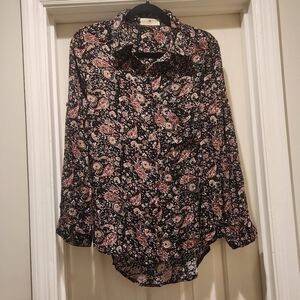 Natural life button down Paisley bohemian print